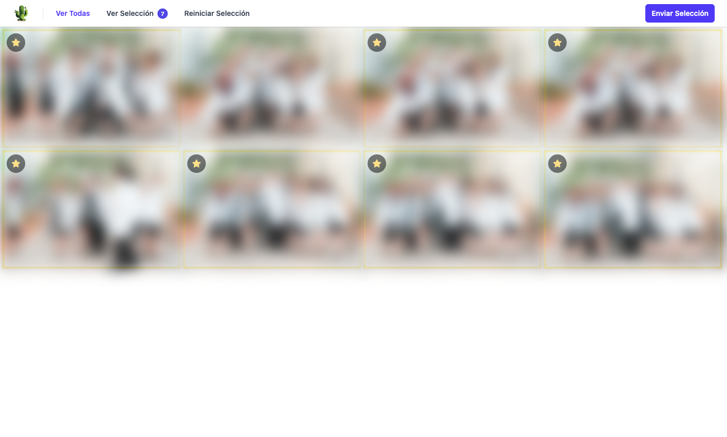 Selection gallery with photos and favorite stars